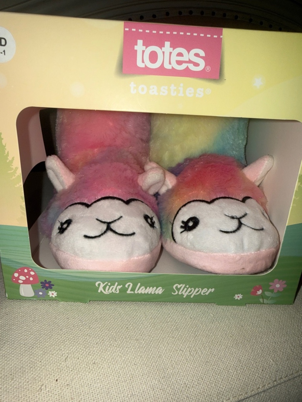 totes NIB MD (13-1) Toasties Kids Rainbow Pink Llama Slippers … ADORABLE & SOFT!